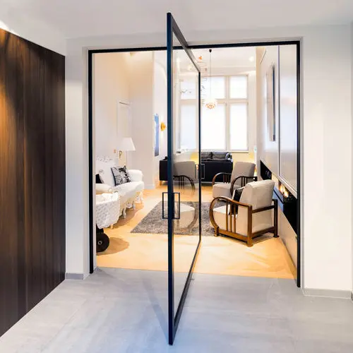 Custom DERCHI NFRC Aluminum Security Pivot Entrance Doors Manufacturer, Supplier