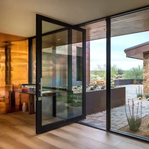 Derchi Double Glazed Glass Pivot Entry Door | Big Size Aluminum Front