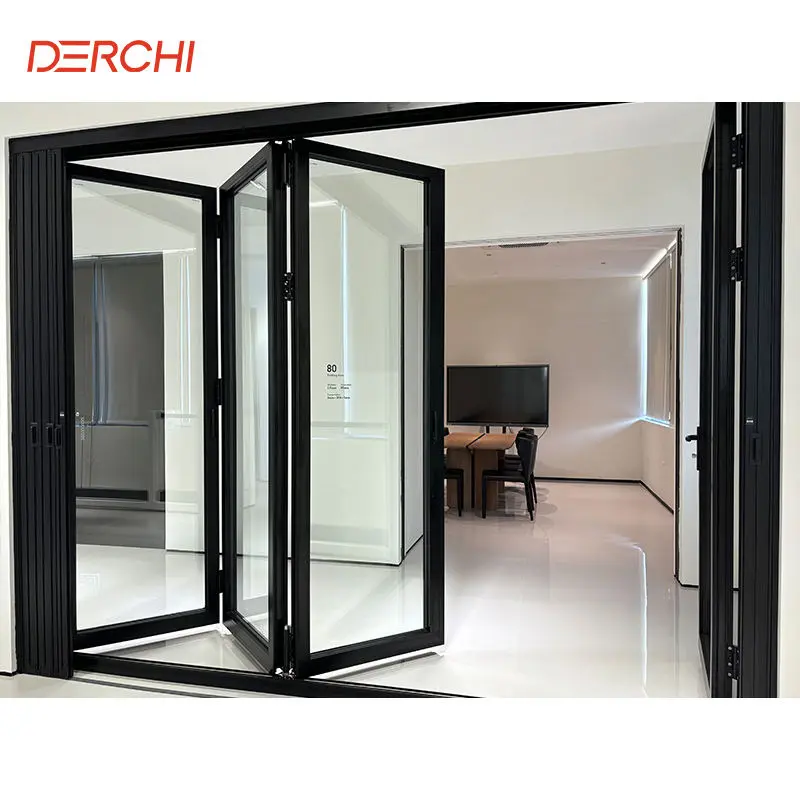 China DERCHI NFRC Hurricane Impact Aluminum Bi-Fold Patio Doors Manufacturers, Factories