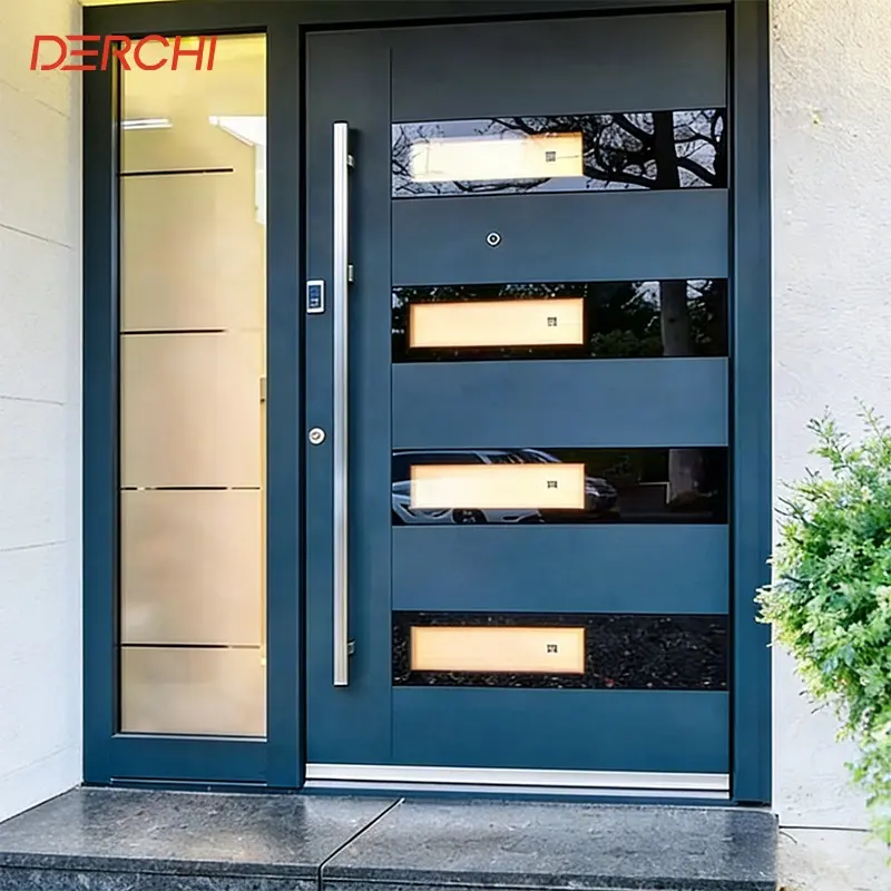 China Custom Hurricane Impact Aluminum Pivot Doors with Smart Lock Manufacturers, Supplier