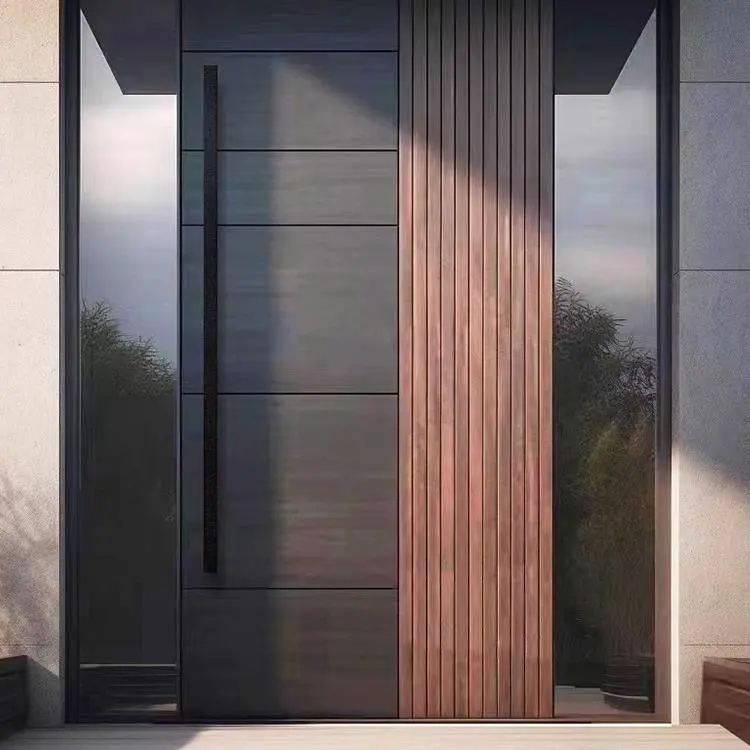 Custom French Wrought Iron Entry Door | Side Glass Villa Pivot Door - DERCHI Manufacturers, Suppliers