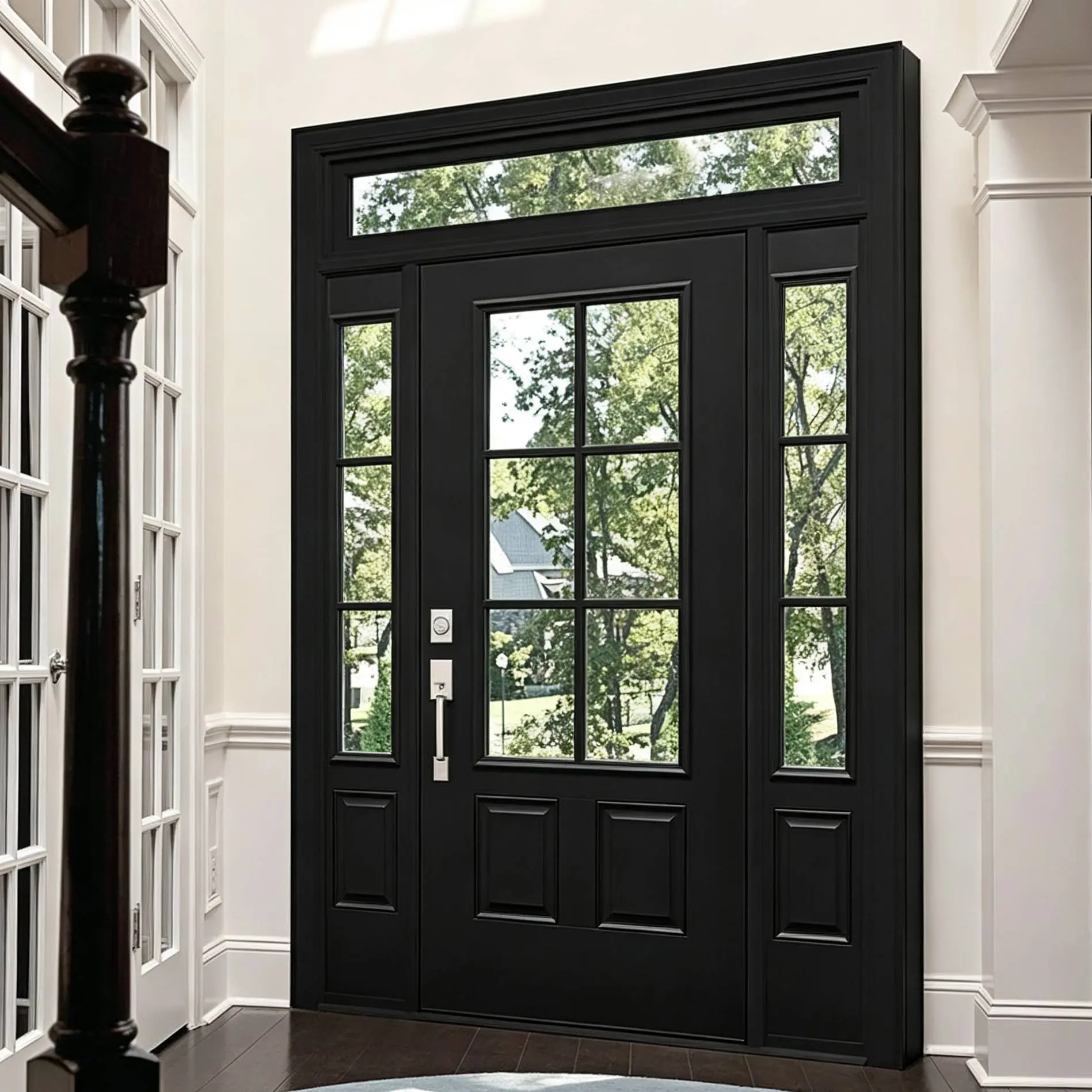Custom Extra Large Aluminum Entry Door | Solid Wood Glass Sidelight - DERCHI Suppliers, Factory
