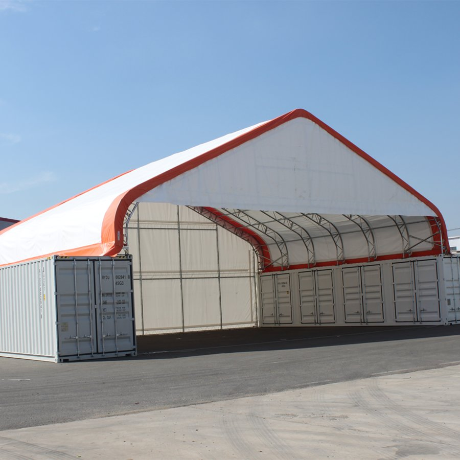 15X12m هيكل مبنى مستودع من الفولاذ ذو إطار مزدوج مع حاويات تخزين