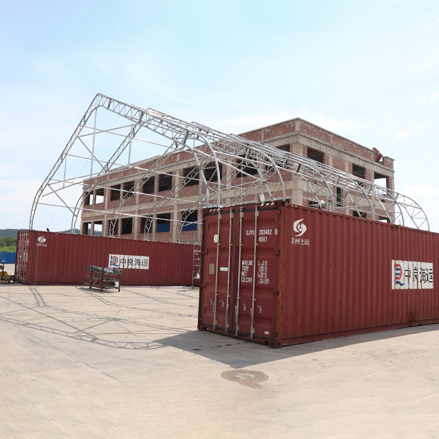 15X12m هيكل مبنى مستودع من الفولاذ ذو إطار مزدوج مع حاويات تخزين