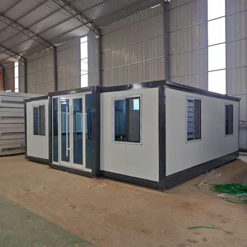 بيت حاوية قابل للطي مزدوج الجناح قابل للتوسيع مع تصميم تلسكوبي غرفة متكاملة ثلاثية الوظائف قابلة للتحريك