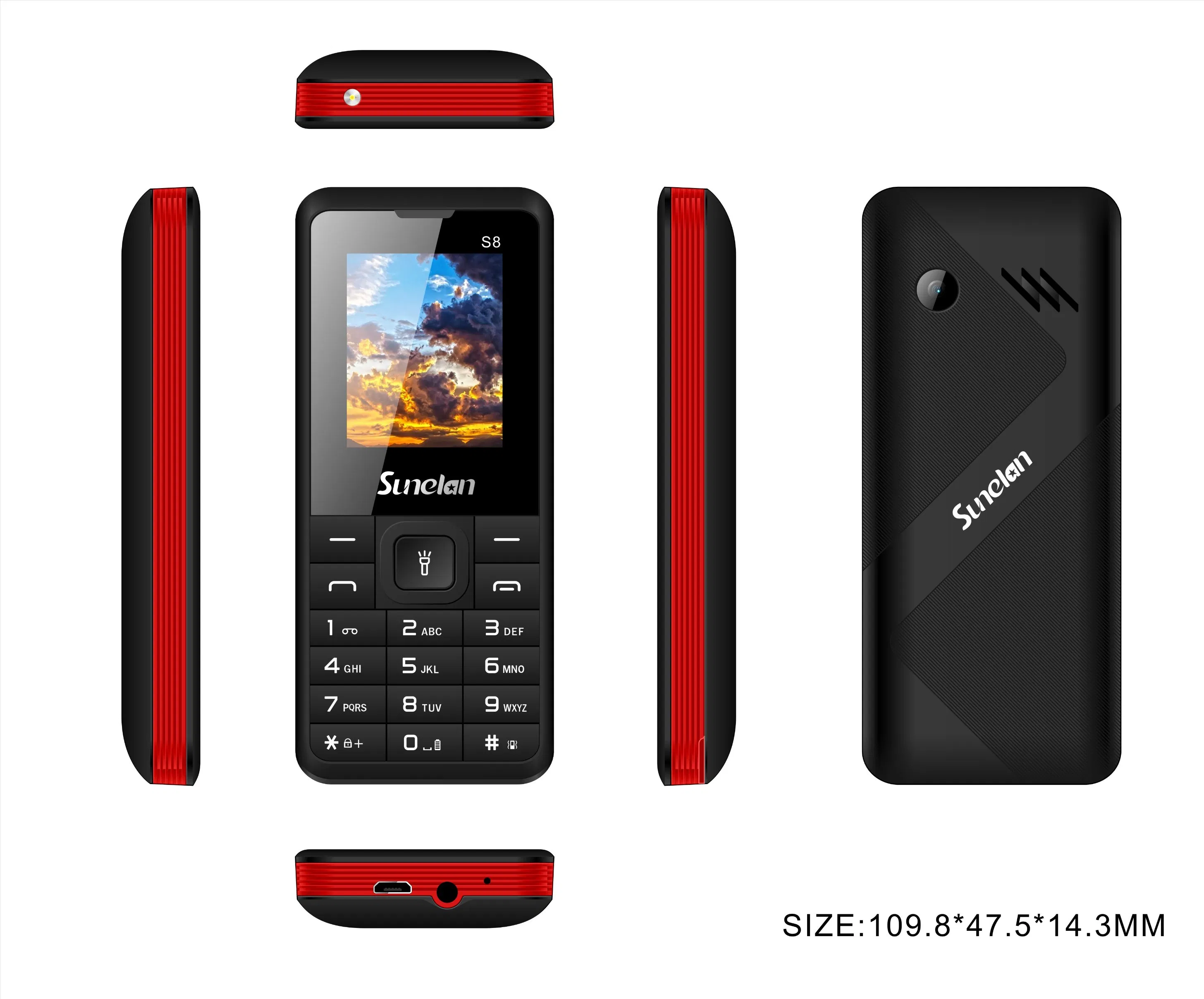 عرض ساخن 32MB ميزة 2g علامة الهاتف المحمول هاتف جديد سنيلان S8