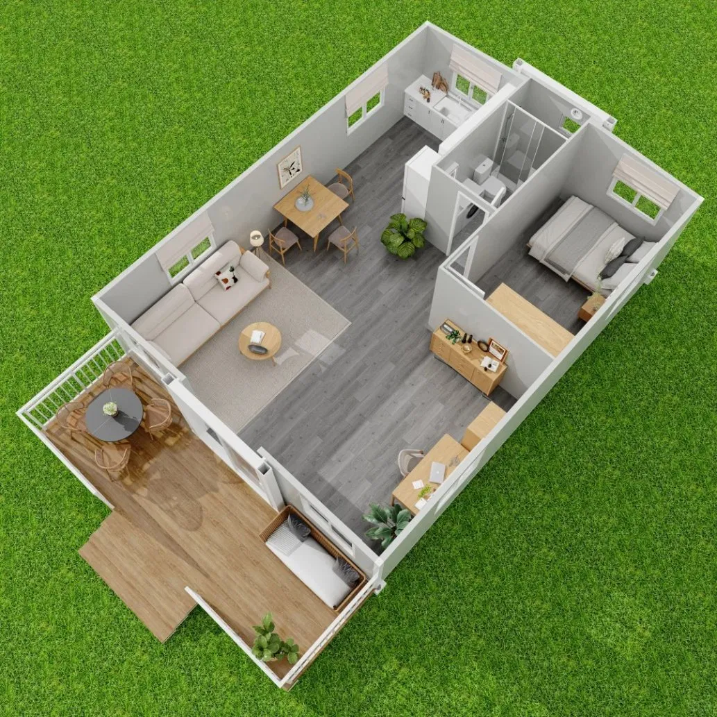 40-Foot حمام 3-Bedroom منزل قابل للتوسيع ذو جناحين مزدوجين حاوية محمولة قابلة للطي