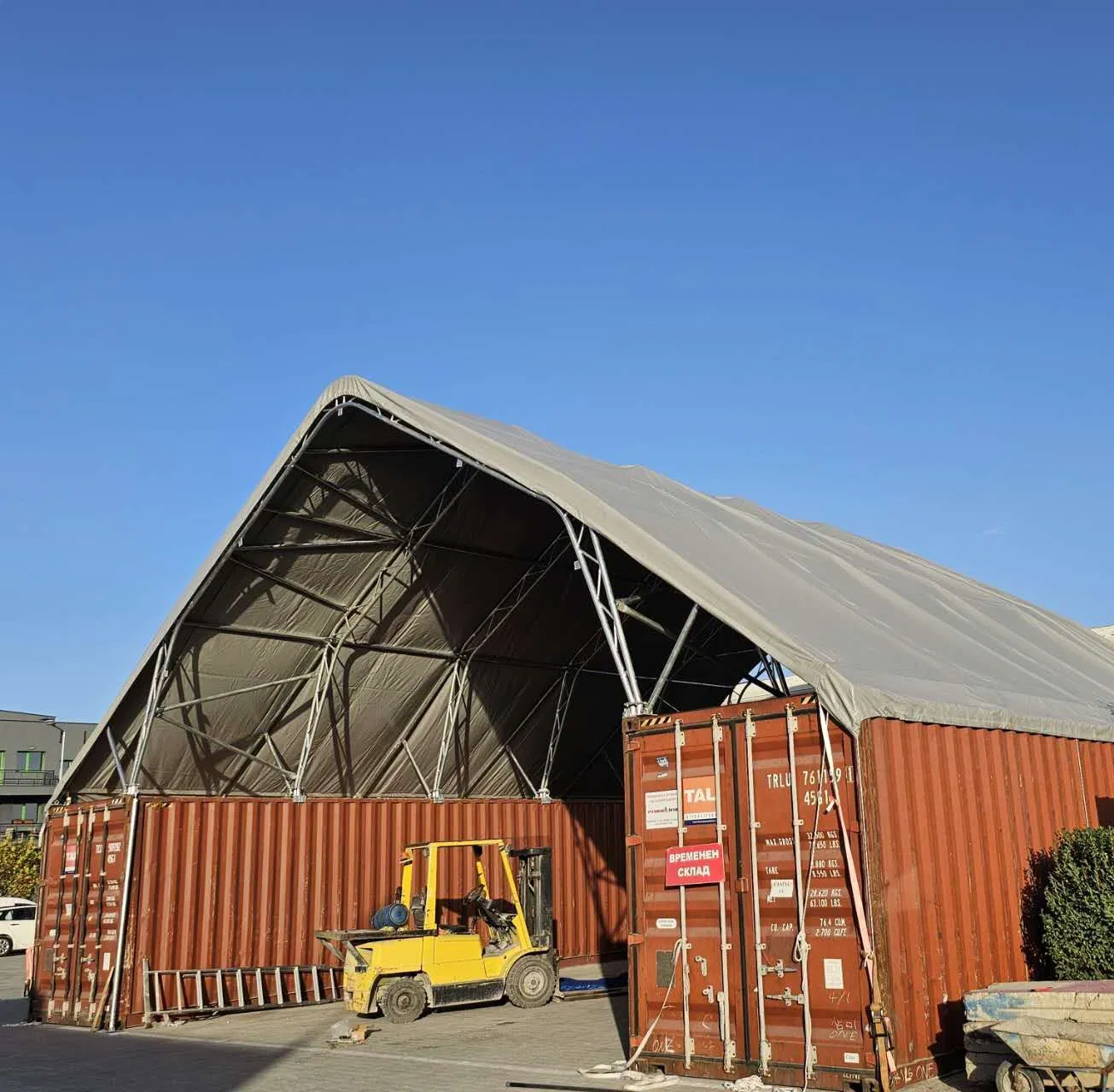 9.15X12X4.5m مبنى هيكل فولاذي مزدوج الدعائم لتخزين الحاويات