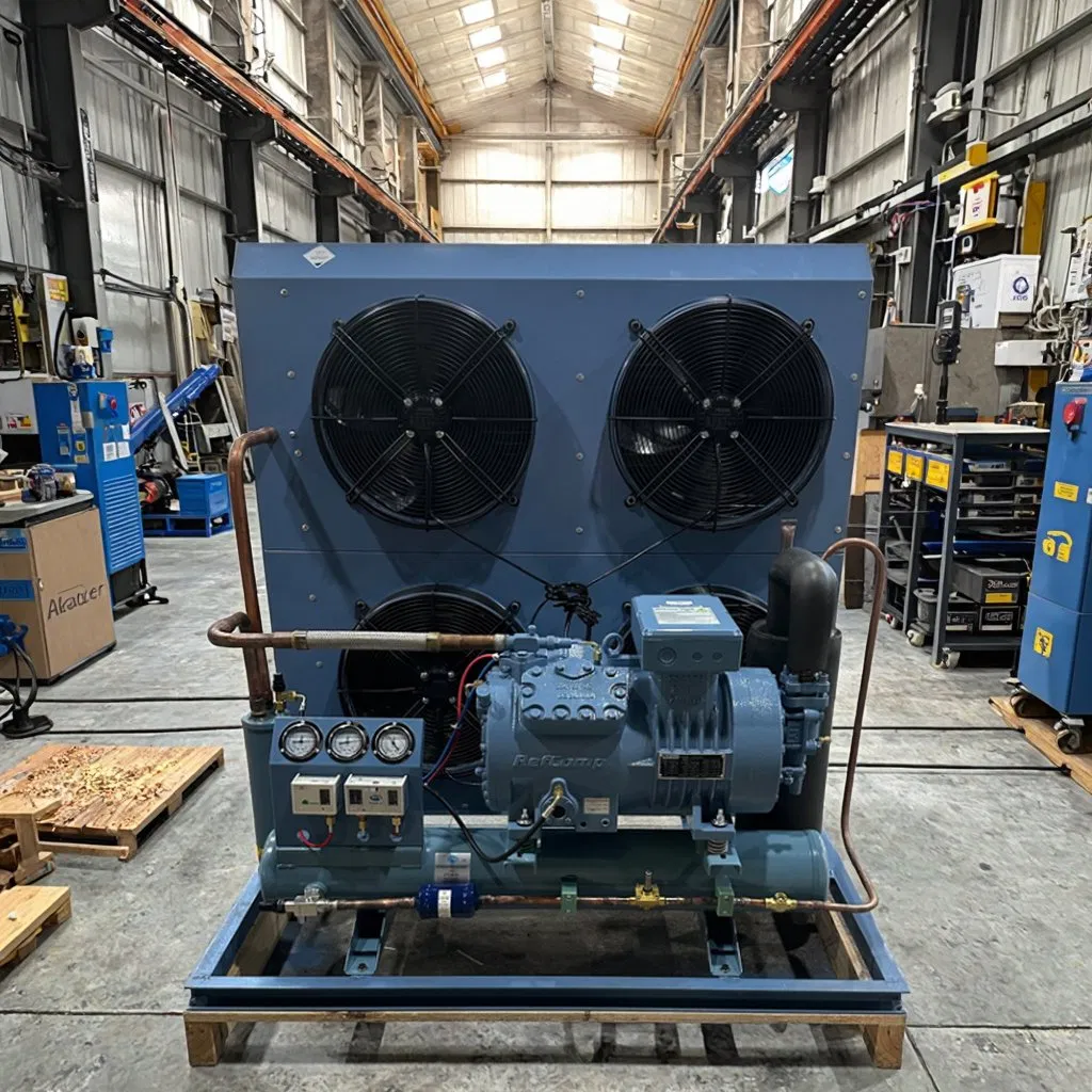 وحدة تكثيف مدمجة 15HP مع ضاغط مكبس ومضخة موتور مدمجة للاستخدام في 380V الحاويات