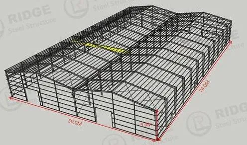 تصميم مستودع فولاذي ثلاثي الأبعاد