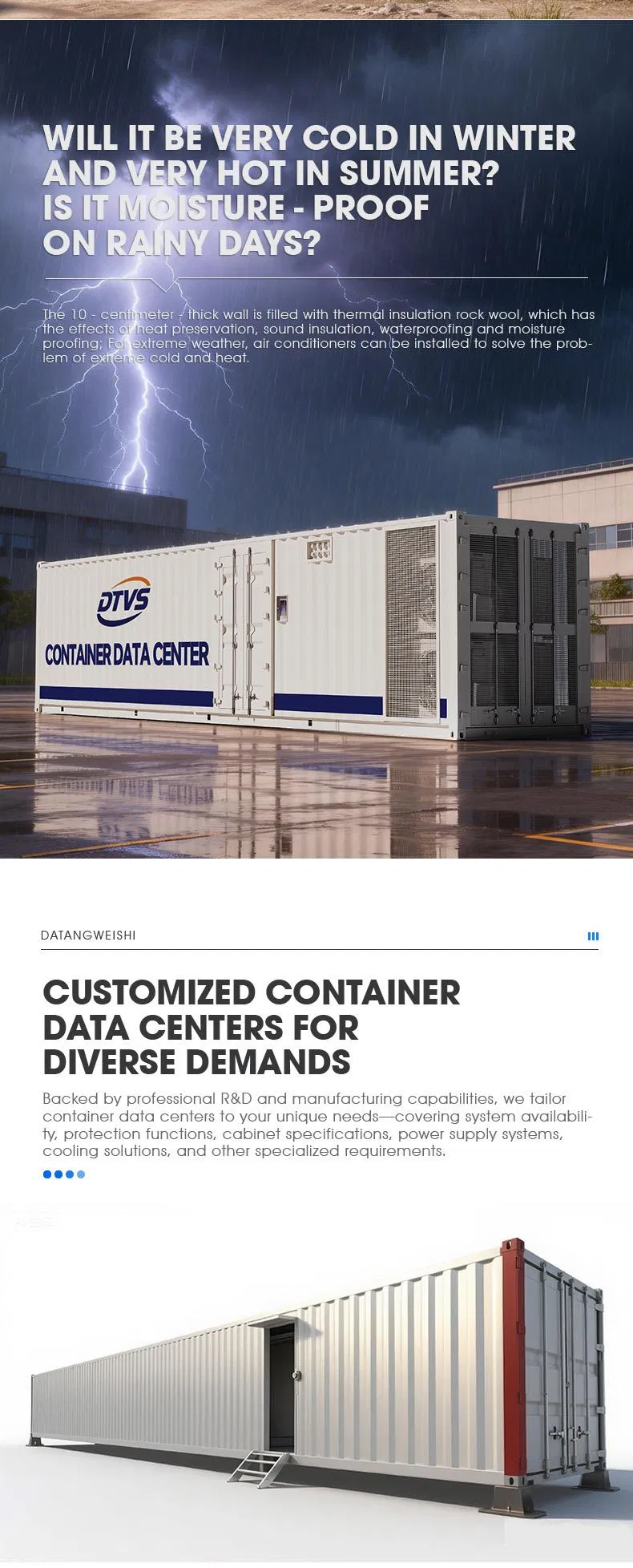 مركز بيانات حاوية بحرية قابل للتخصيص مع وحدة تكييف هواء دقيقة مزودة بنظام UPS