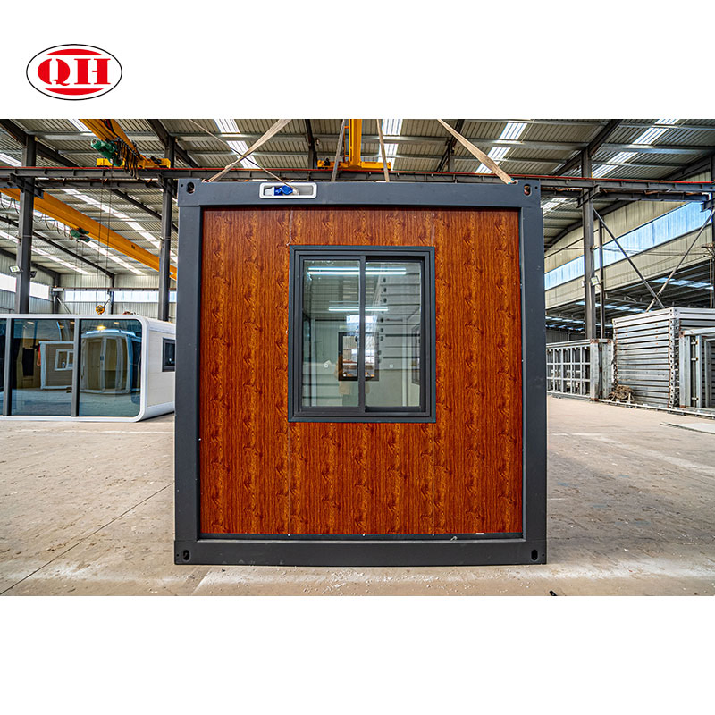 Prefab Folded Custom Container Unit with Wood Grain Wall Cladding &amp; Glass Door Wall