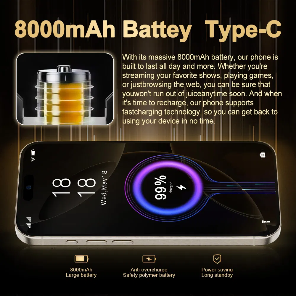 مصنع هاتف محمول مخصص بسعة عالية 8GB+256GB هاتف ثنائي الشريحة