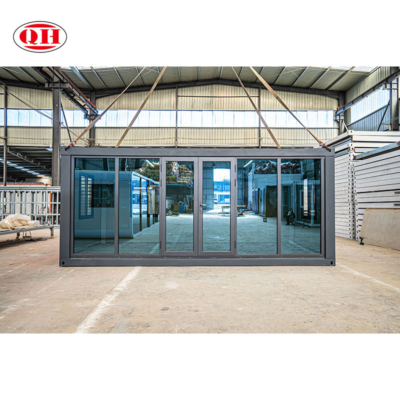 Prefab Folded Custom Container Unit with Wood Grain Wall Cladding &amp; Glass Door Wall