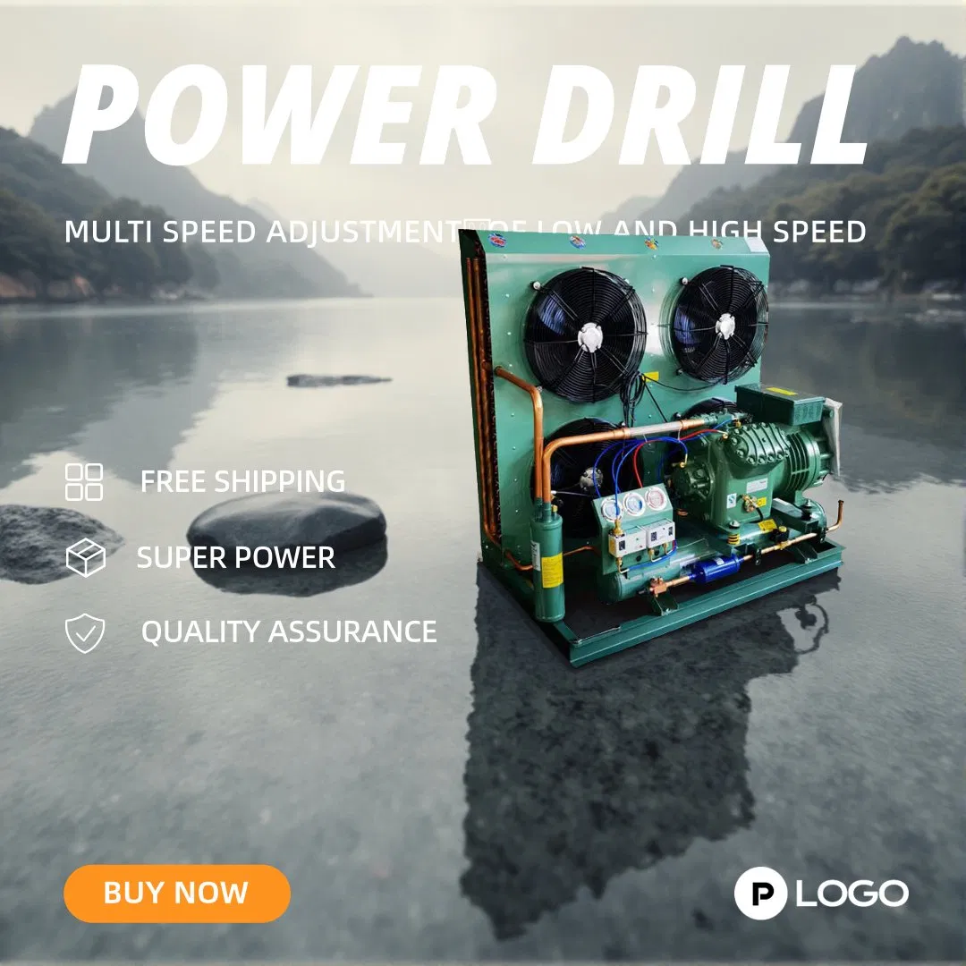 وحدة تبريد حاويات صغيرة صناعية 15HP 380V مع ضاغط مكبس ومضخة موتور لنقل المأكولات البحرية