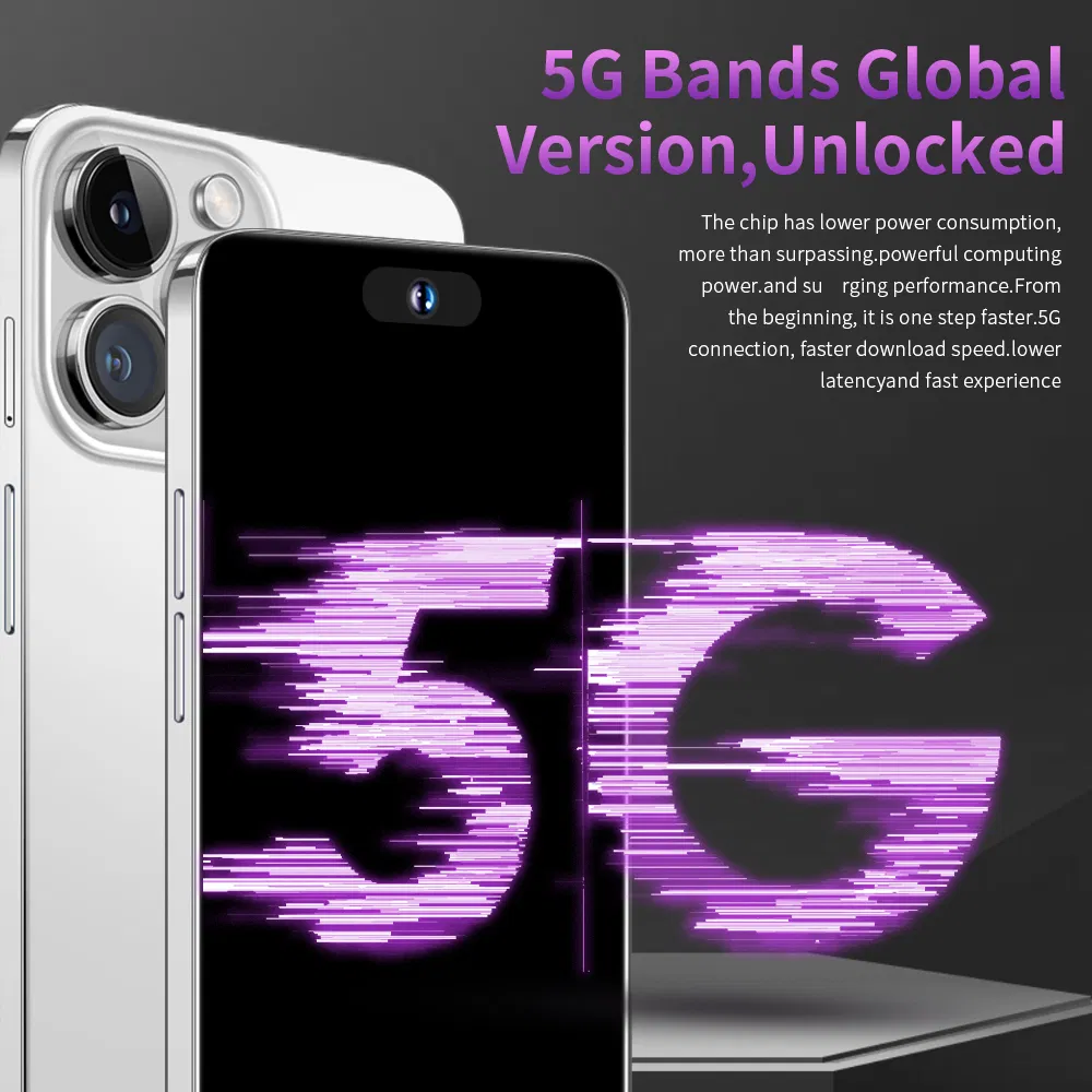 مصنع الصين مخصص 5g متين 64 جيجابايت 8000 مللي أمبير زر مادي أموليد ميديا تك أندرويد 15 لـ I14 برو ماكس هاتف محمول