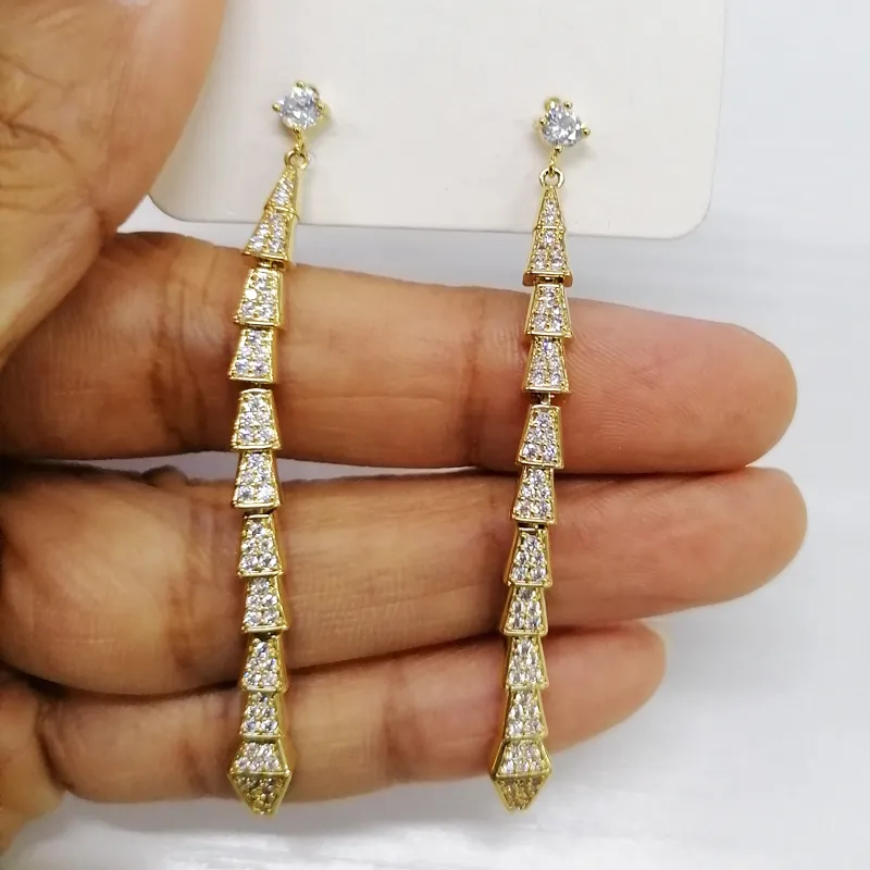 حلق ذهبية على شكل ثعبان من الفضة الإسترلينية Delicate14K