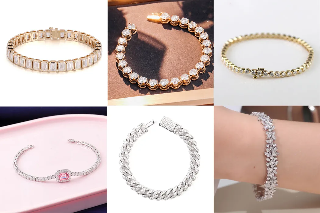 18K سوار تنس ماسي مقطوع دائري من الذهب، مجوهرات زفاف فاخرة