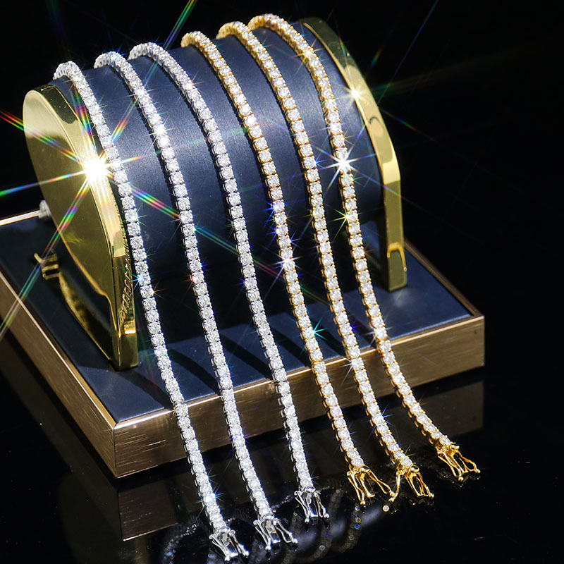 925 سوار تنس من الفضة الإسترلينية مع مويسانيتي 3mm 4mm 5mm للنساء مجوهرات سوار