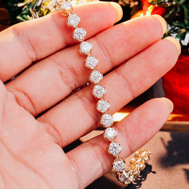 18K سوار تنس ماسي مقطوع دائري من الذهب، مجوهرات زفاف فاخرة