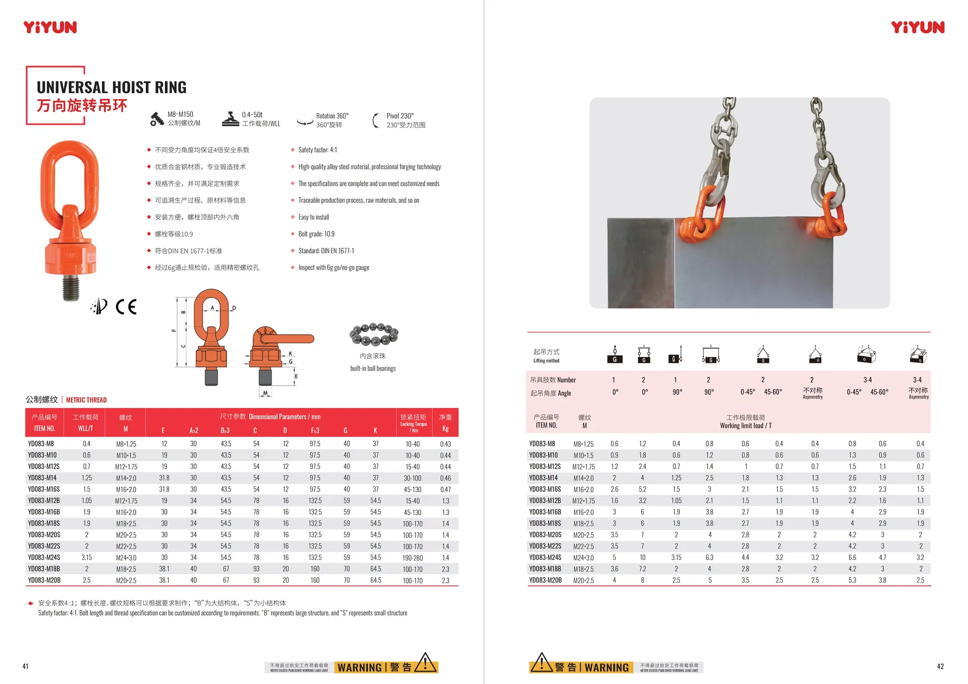 حلقة رفع دوارة غير قابلة للانزلاق 0.60-25.0t بتصميم فريد من نوعه مع محامل كروية