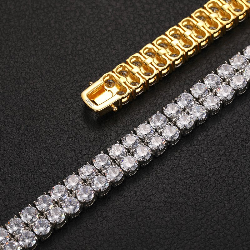 2 صفوف 6mm 8mm 10mm سوار تنس مويسانيتي 925 فضة استرلينية Vvs1 مويسانيتي لون د مع شهادة جرا