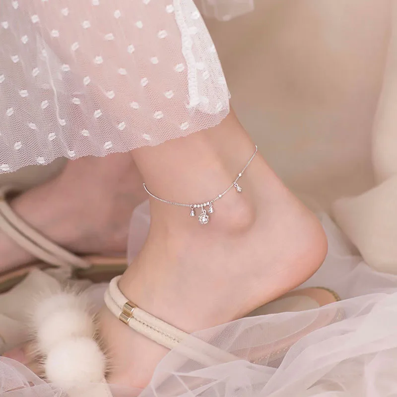سوار كاحل من فضة استرلينية للنساء مع سحر 925