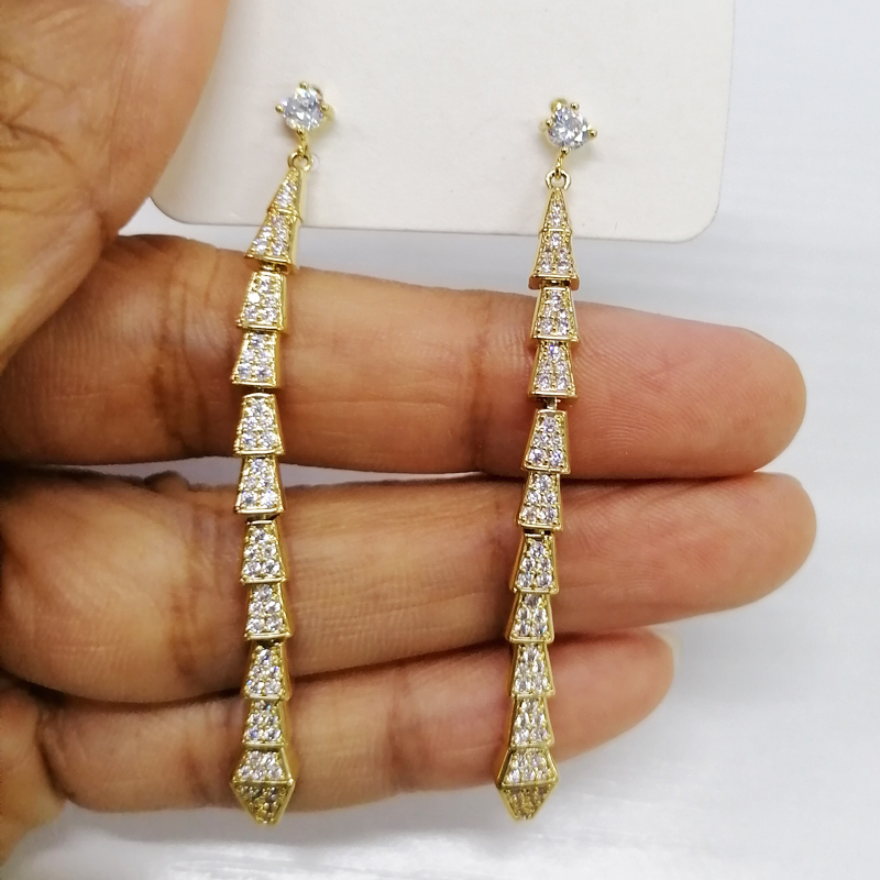 حلق ذهبية على شكل ثعبان من الفضة الإسترلينية Delicate14K