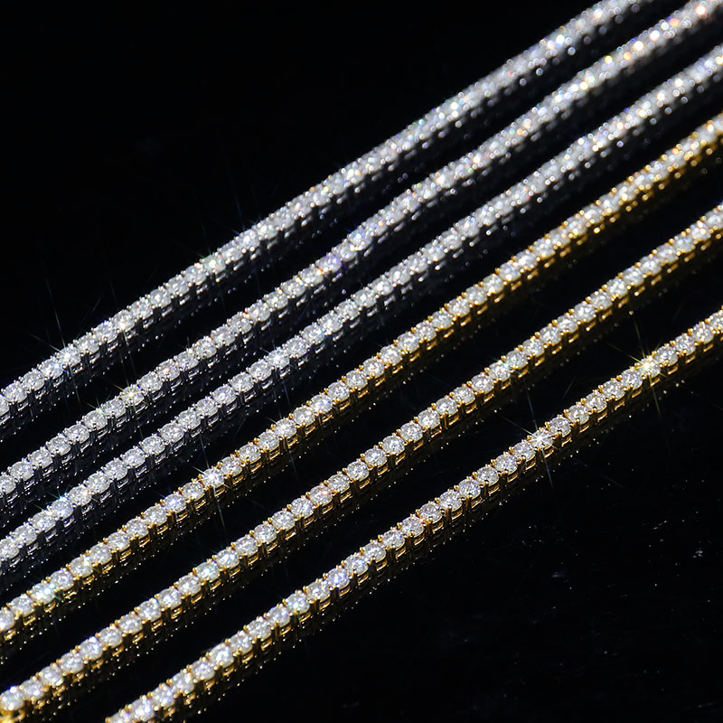 925 سوار تنس من الفضة الإسترلينية مع مويسانيتي 3mm 4mm 5mm للنساء مجوهرات سوار