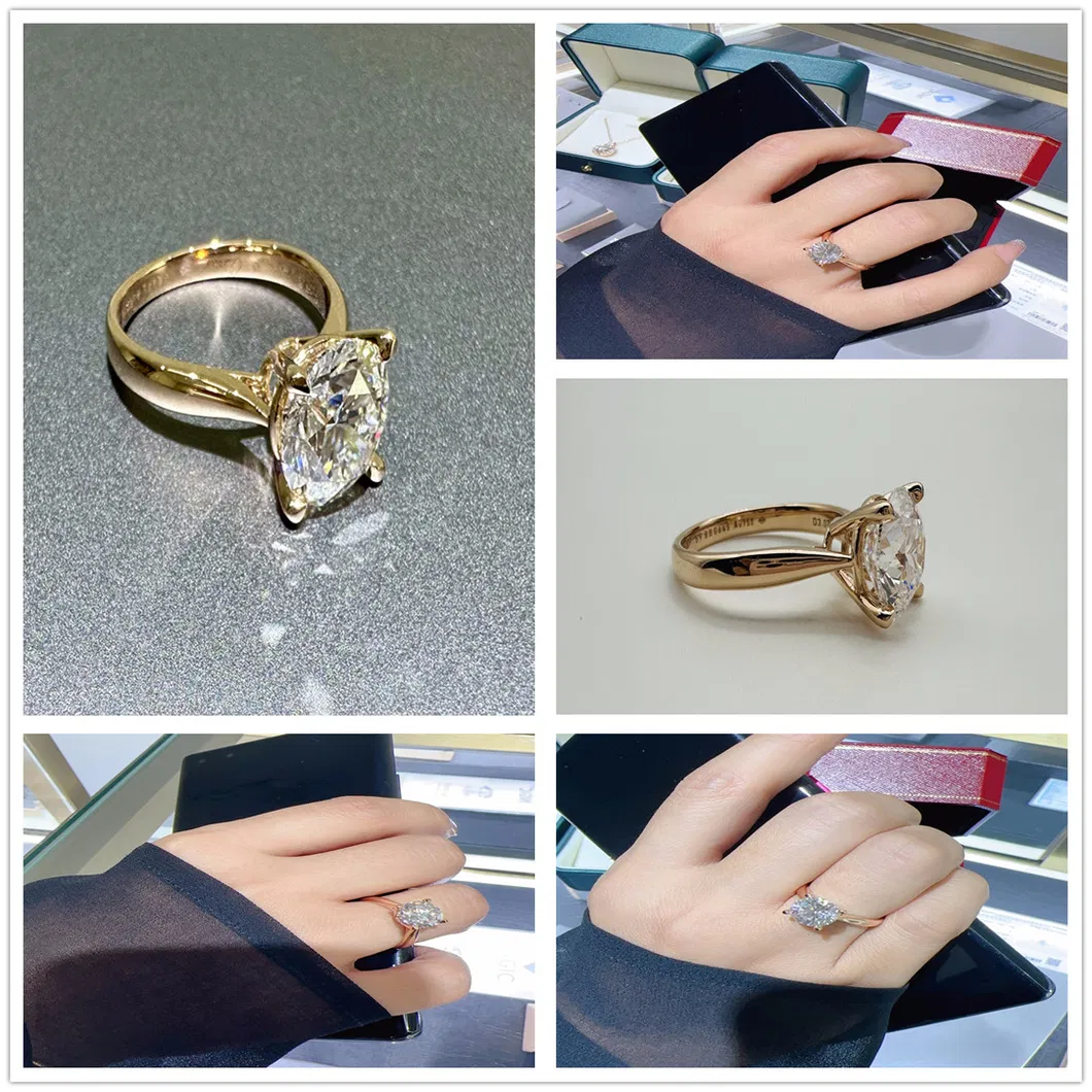 18K خاتم الماس المختبر وخاتم زفاف من الذهب Setting1894 خاتم الماس الكلاسيكي بأربعة مخالب