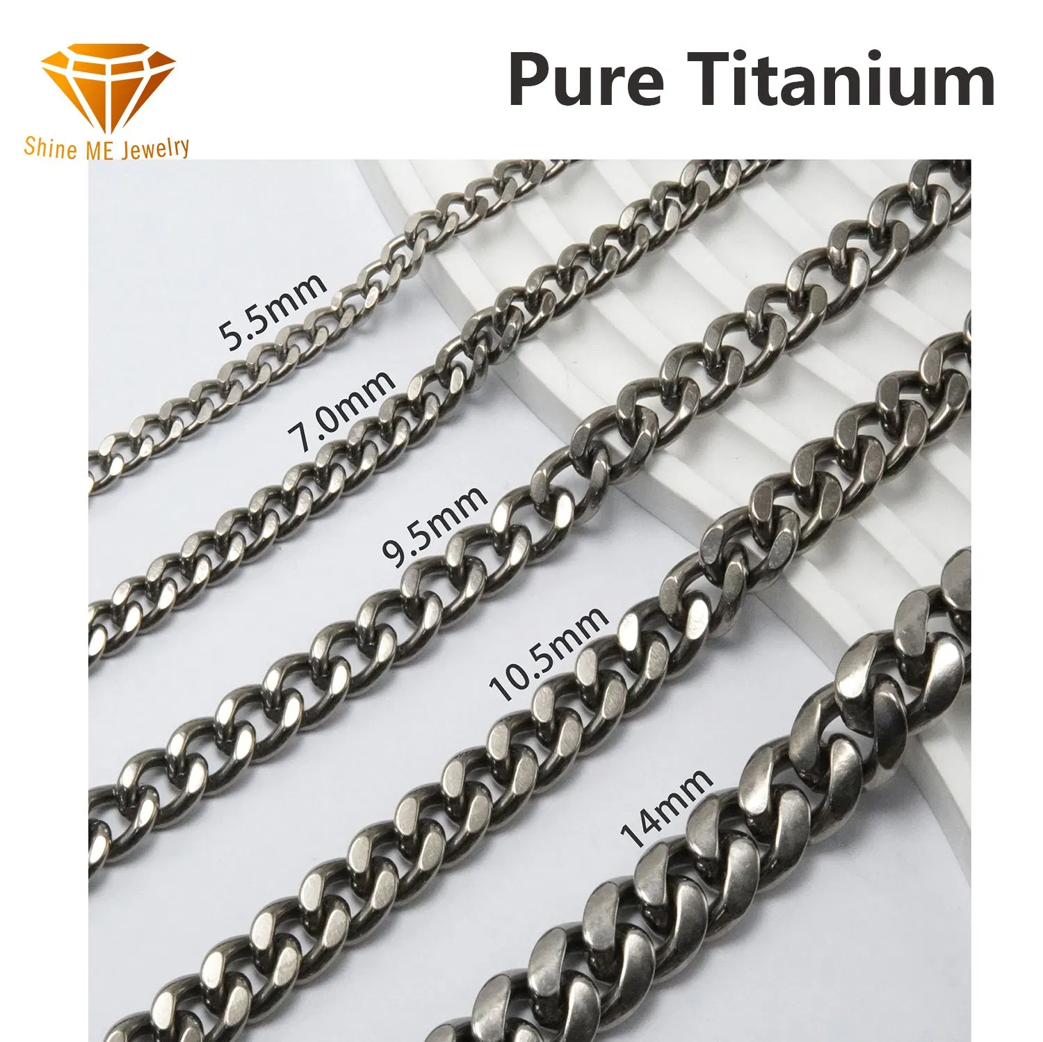 سلسلة كوبا من التيتانيوم النقي خفيفة الوزن 9.5/10.5mm للرجال والنساء عتيقة