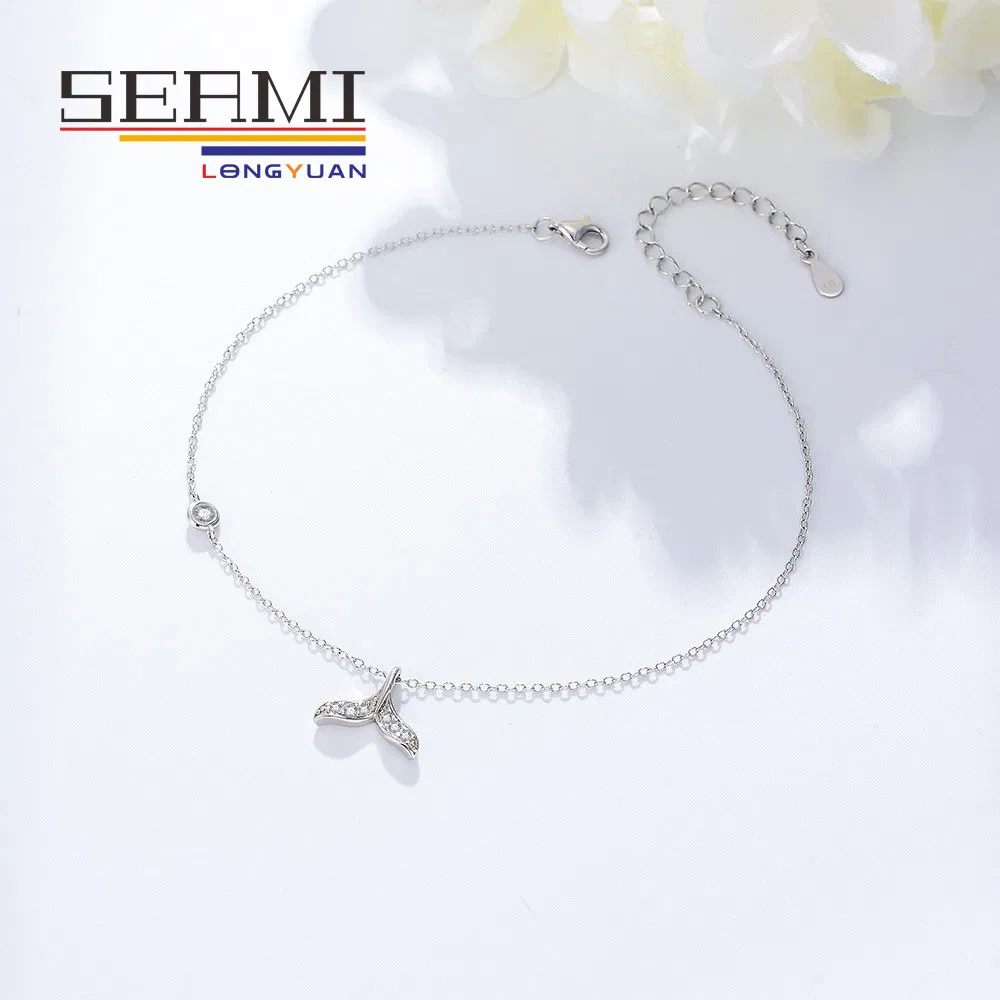 S925 سوار كاحل على شكل ذيل سمكة من الفضة الاسترلينية