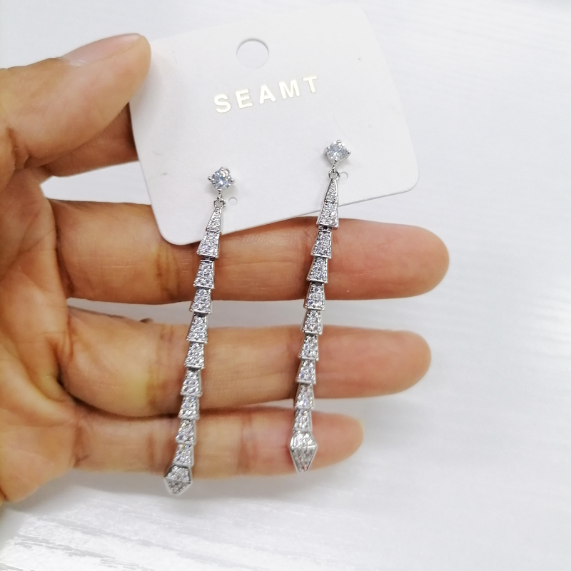 حلق ذهبية على شكل ثعبان من الفضة الإسترلينية Delicate14K