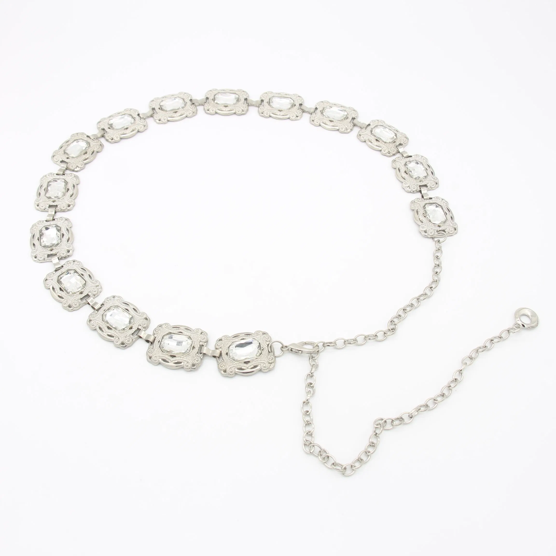 حزام خصر معدني نسائي عتيق حزام فستان حزام جسم موضة زجاج