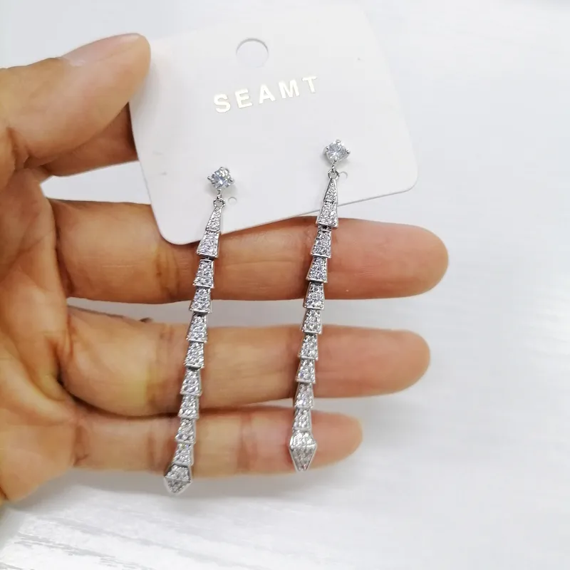 حلق ذهبية على شكل ثعبان من الفضة الإسترلينية Delicate14K