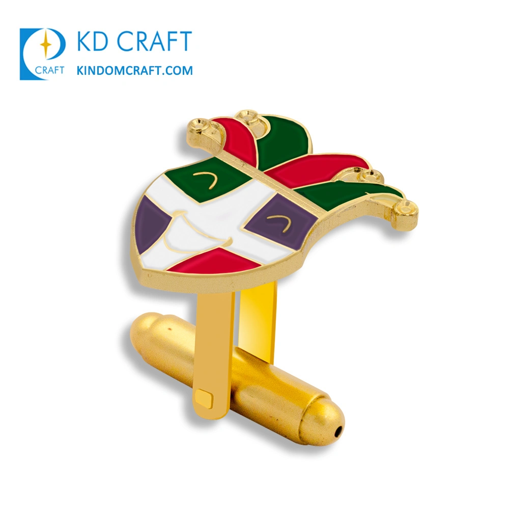 تصميم أزياء شعار مطبوع من النحاس الأصفر باللون الوردي للرجال مجموعة مشبك ربطة عنق وأزرار أكمام بالجملة مزخرفة برمز مرساة ماسوني طائرة نظارات حافلة مصنّع مشبك ربطة عنق معدني