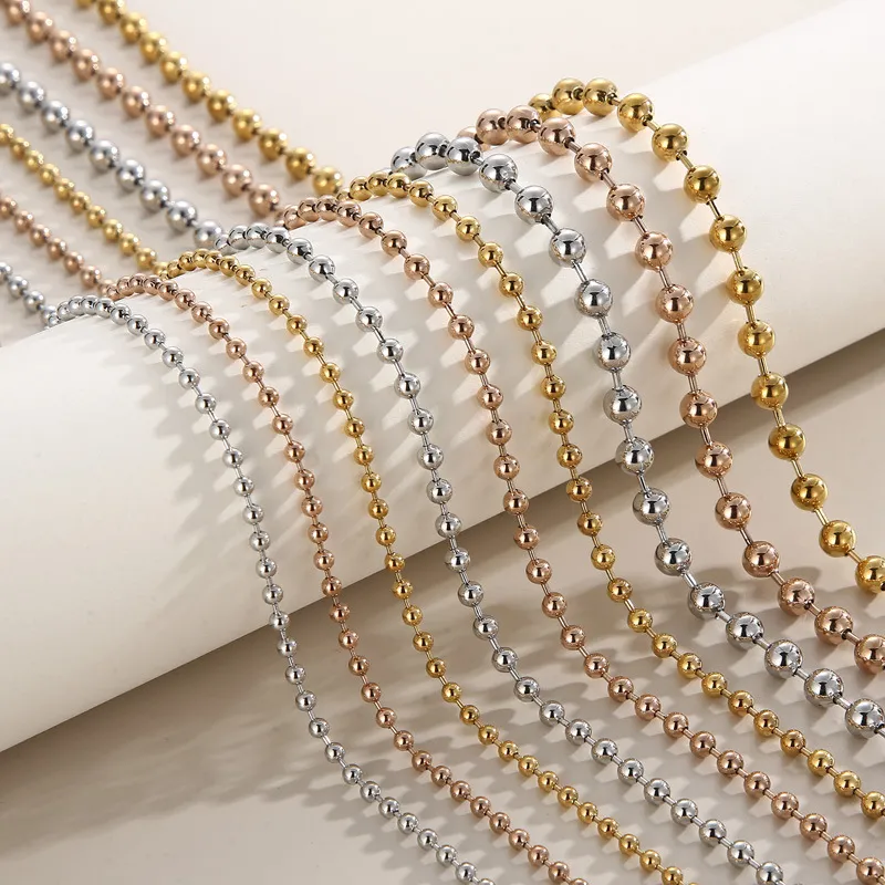 أسلوب بسيط سلسلة كرات من الفولاذ المقاوم للصدأ 2/3/4/6mm قلادة مجوهرات افعلها بنفسك جملة