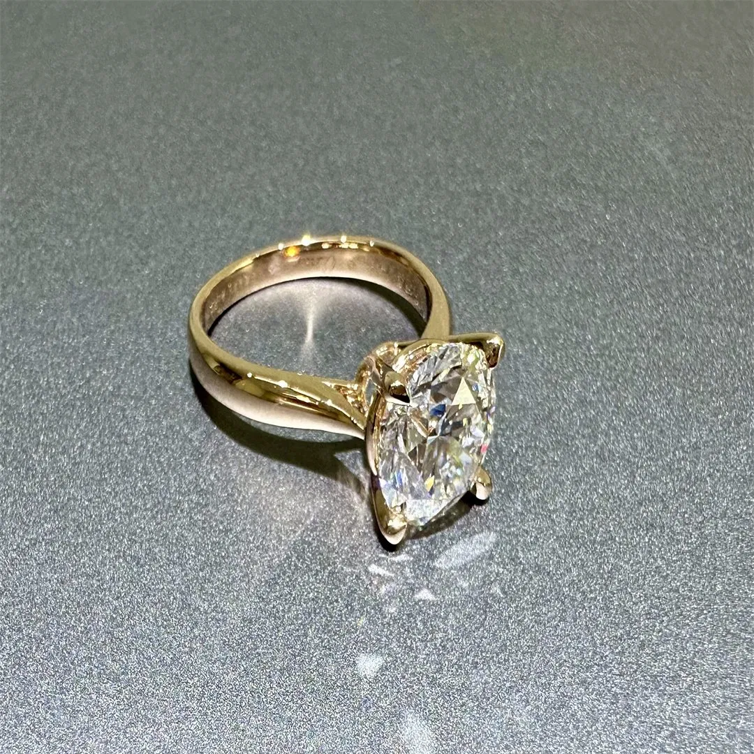 18K خاتم الماس المختبر وخاتم زفاف من الذهب Setting1894 خاتم الماس الكلاسيكي بأربعة مخالب