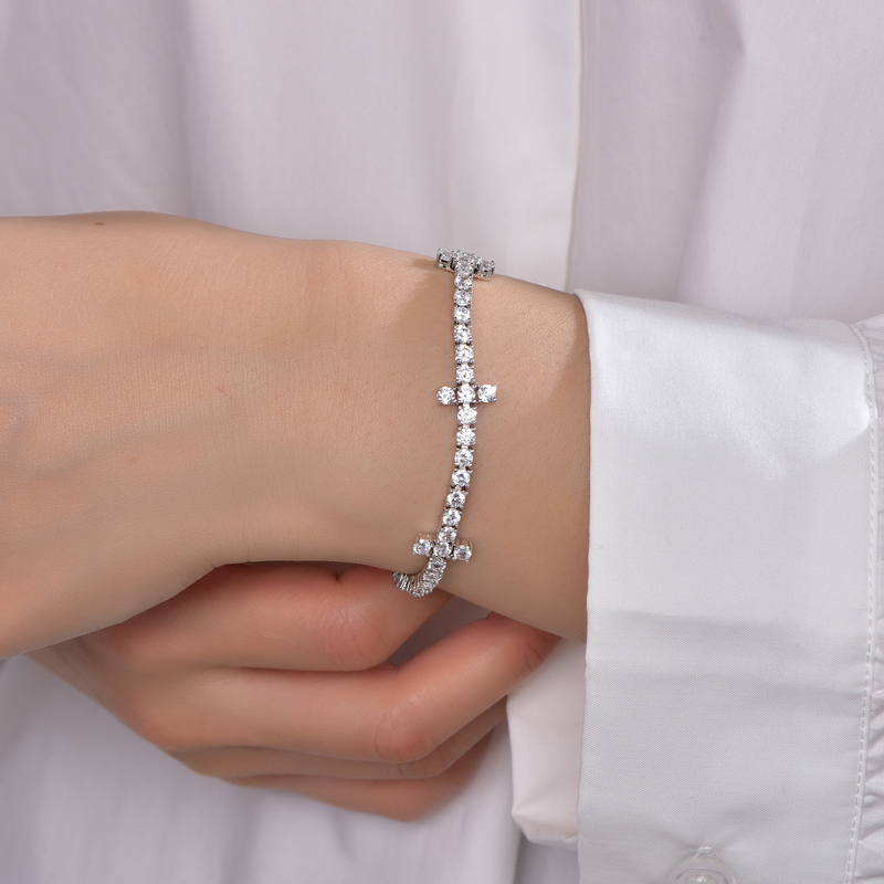 سوار تنس مويسانيتي ذهبي رائع مع ألماس مُصنّع في المختبر 18K