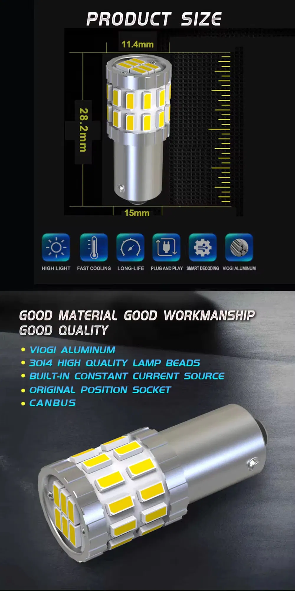 ملحقات السيارات من المصنع عالية الجودة T4w H6w T11 موقد داخلي 12V 24V 3014 30SMD Bax9s Bay9s Ba9s مصابيح LED