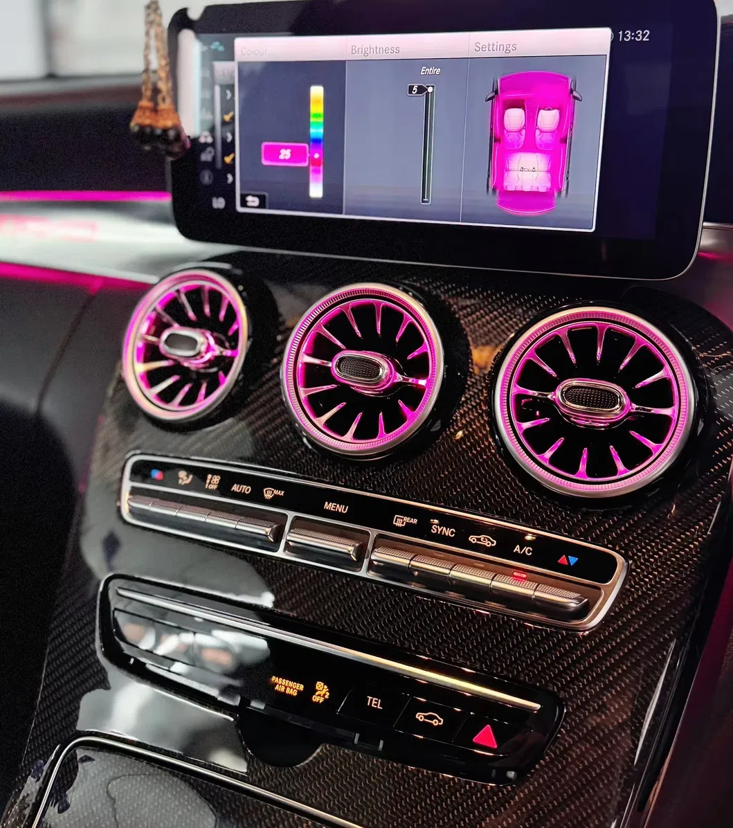 ترقية X253 مجموعة إضاءة داخلية محيطية لمرسيدس بنز C-Class Glc W205 مصابيح LED للسيارة 64-Color ملحقات زخرفية LHD/Rhd