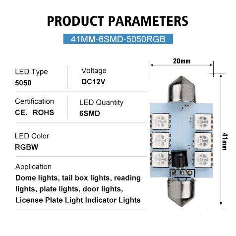 بكر 12V 5050 6SMD ضوء LED RGB للسيارة ضوء داخلي زهرة للسيارة مصباح قبة عالي الأداء ملحقات داخلية للسيارة