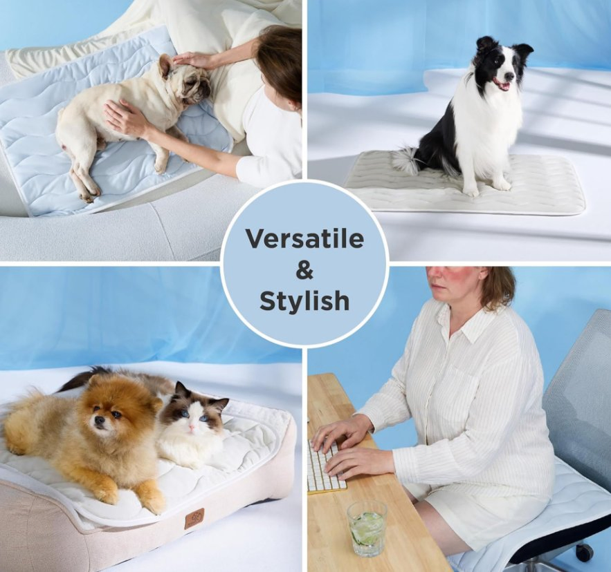 Herringbone Quilted Texture Machine Washable for Cool Cat Mat Breathable Cooling Pet Mat