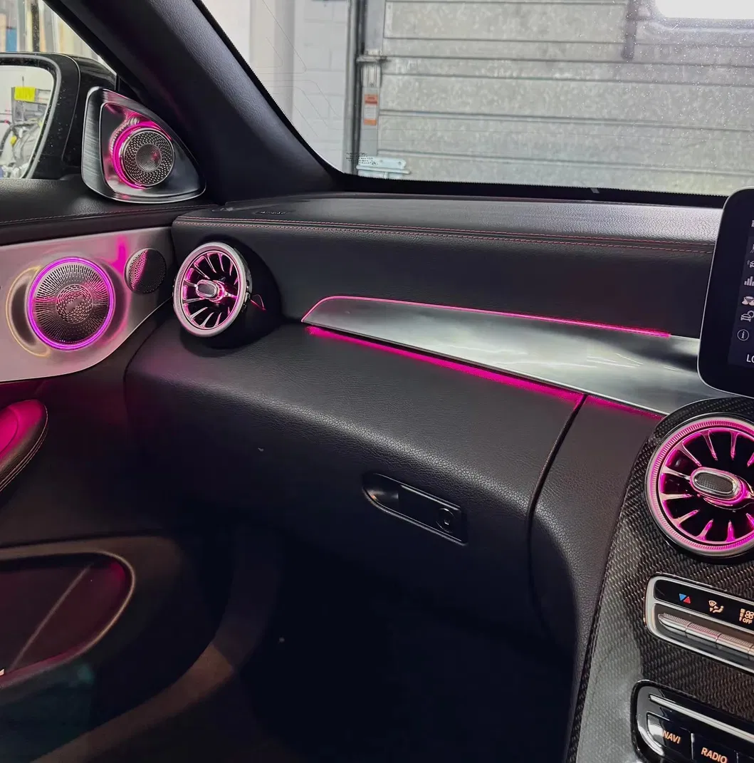 ترقية X253 مجموعة إضاءة داخلية محيطية لمرسيدس بنز C-Class Glc W205 مصابيح LED للسيارة 64-Color ملحقات زخرفية LHD/Rhd