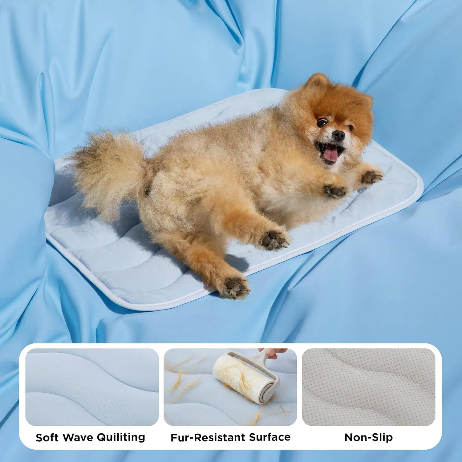 Herringbone Quilted Texture Machine Washable for Cool Cat Mat Breathable Cooling Pet Mat