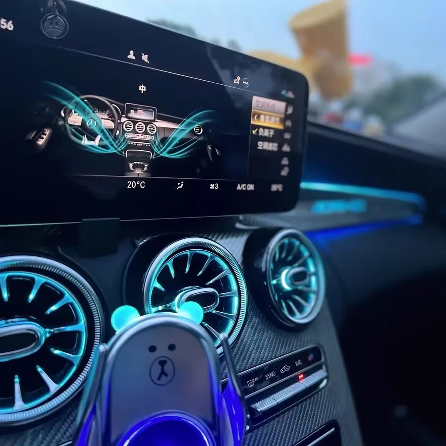 ترقية X253 مجموعة إضاءة داخلية محيطية لمرسيدس بنز C-Class Glc W205 مصابيح LED للسيارة 64-Color ملحقات زخرفية LHD/Rhd