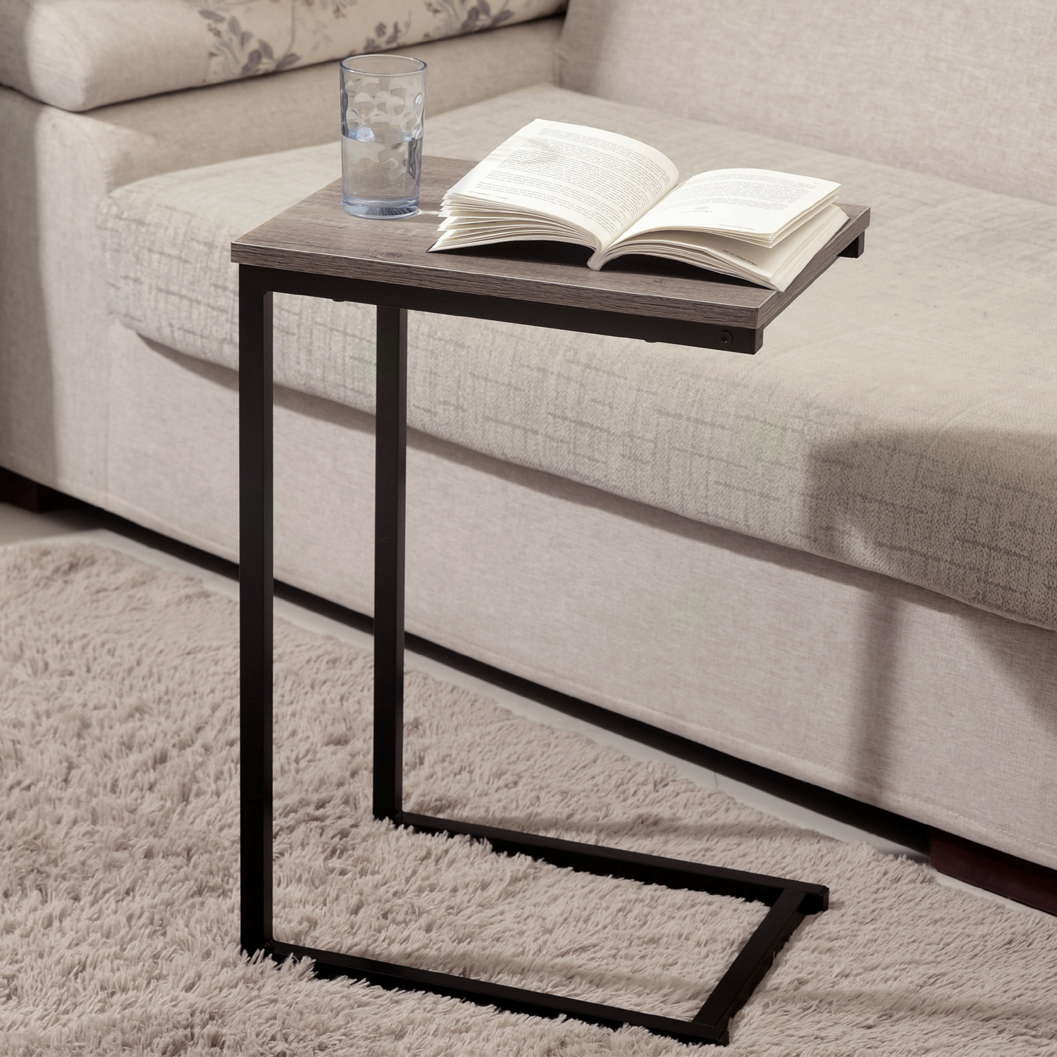 Multifunctional Industrial Iron Bedside Table C-Shaped Side Table For Lounge Area Furniture Modern Minimalist Sofa