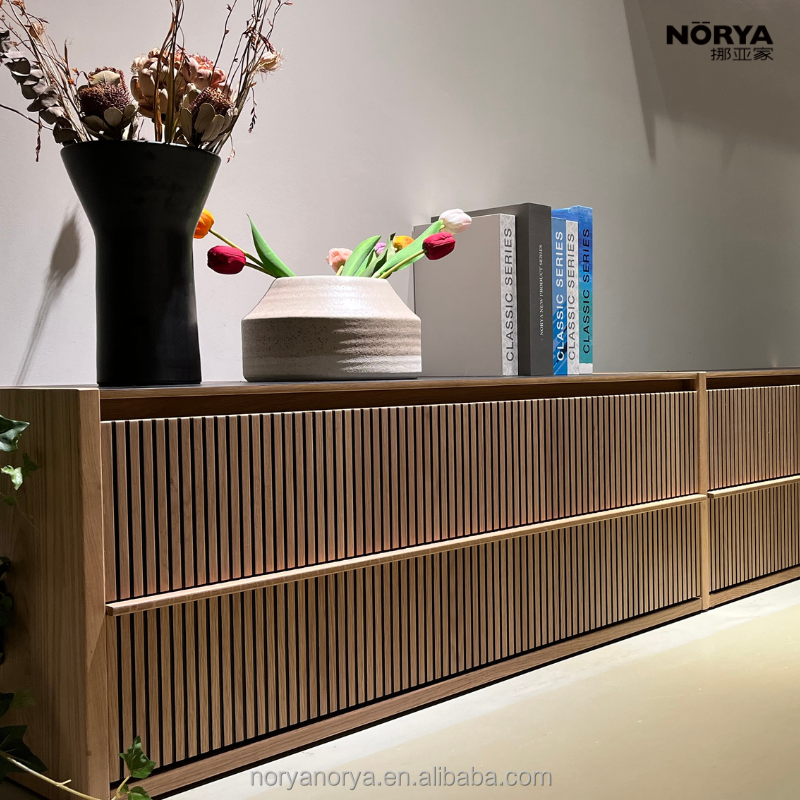 NORYA Luxurious Modern Design Solid Wood TV Cabinet Living Room Wooden Storage TV Stand Media Console