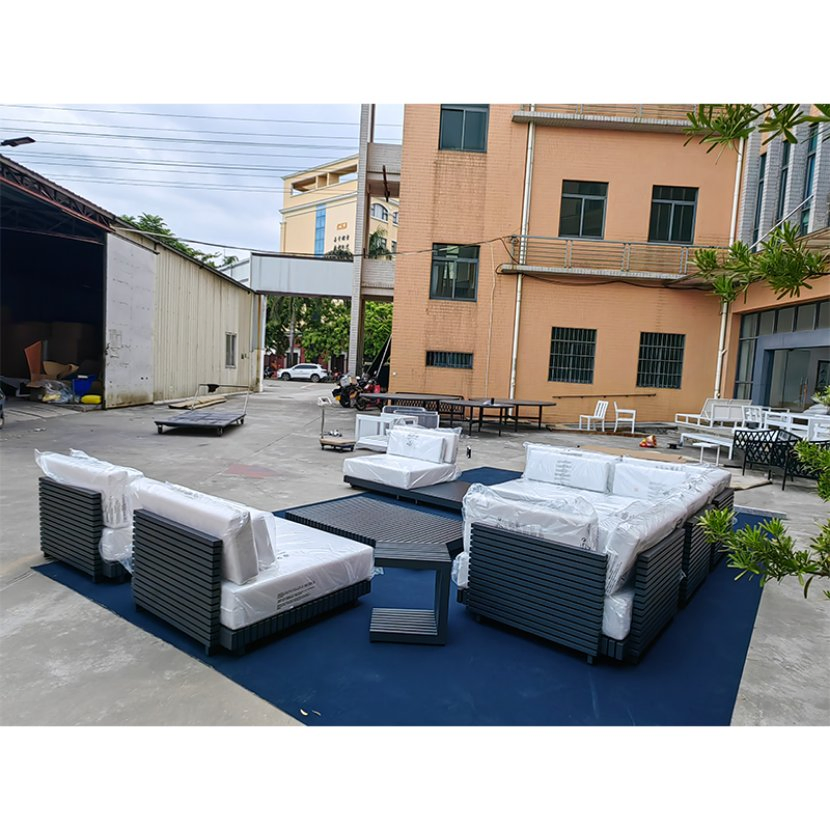 Modern Waterproof Teak Wood Outdoor Furniture Living Room Balcony Garden Patio Hotel Sectional Sofa with Cushions