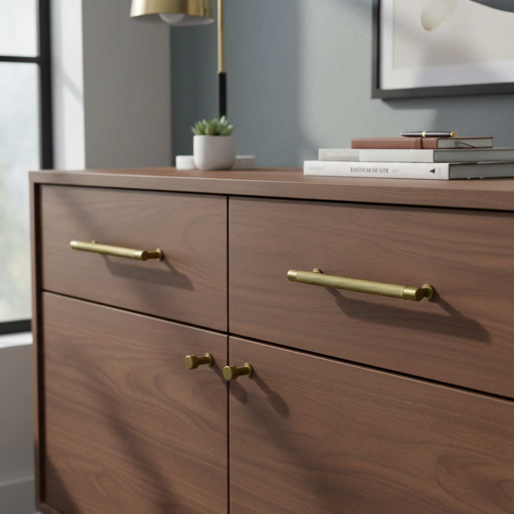 Gold Steel Modern Knurled Bar Pull Handles For Kitchen Dresser Drawer Bedroom Exterior Use-Durable Eco-Friendly